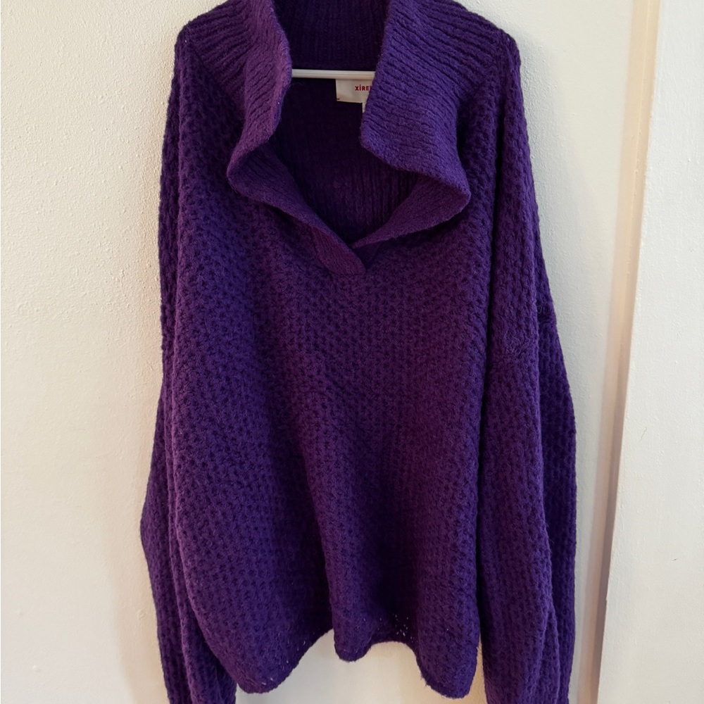 XiRENA Deep Purple Polo Sweater